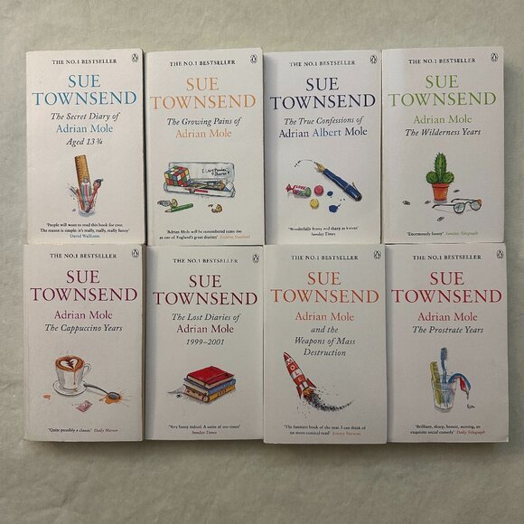 8 pc Complete Adrian Mole Series of Books by Sue Townsend / Paperback - Picture 1 of 12